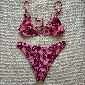 Pink and Purple Tropical Print Bikini